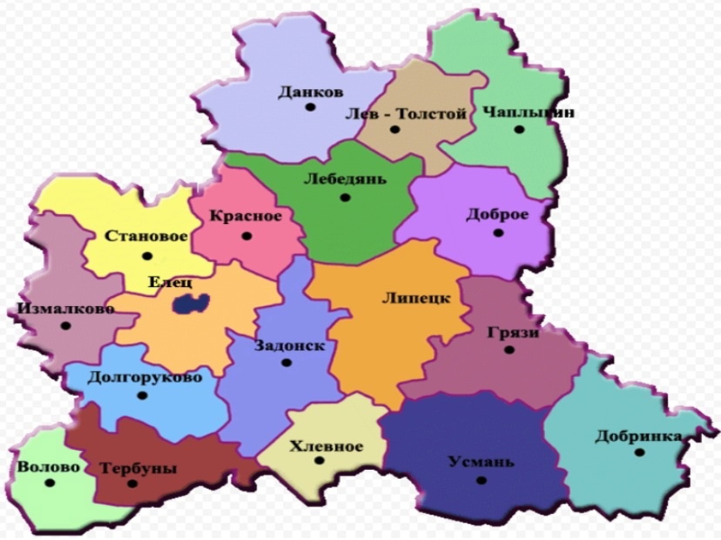 Карта Липецкой области puzzle